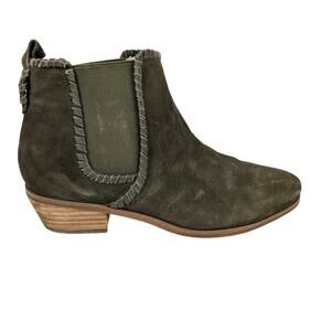 Jack Rogers Ankle Boots 8 Olive Green Suede Leather Country Chic Feminine Bootie